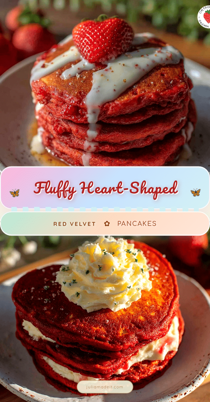 heart-shaped red velvet pancakes recipe