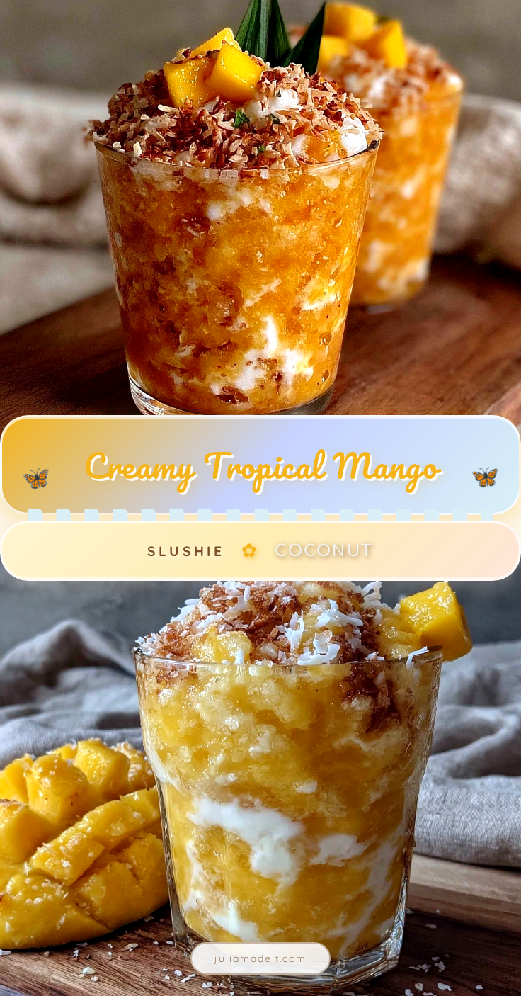 creamy tropical mango coconut slushie recipe
