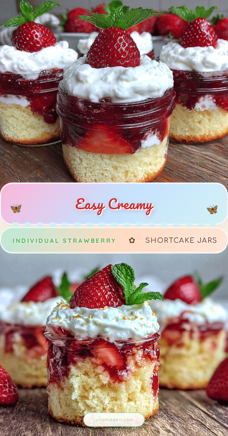 easy creamy individual strawberry shortcake jars recipe