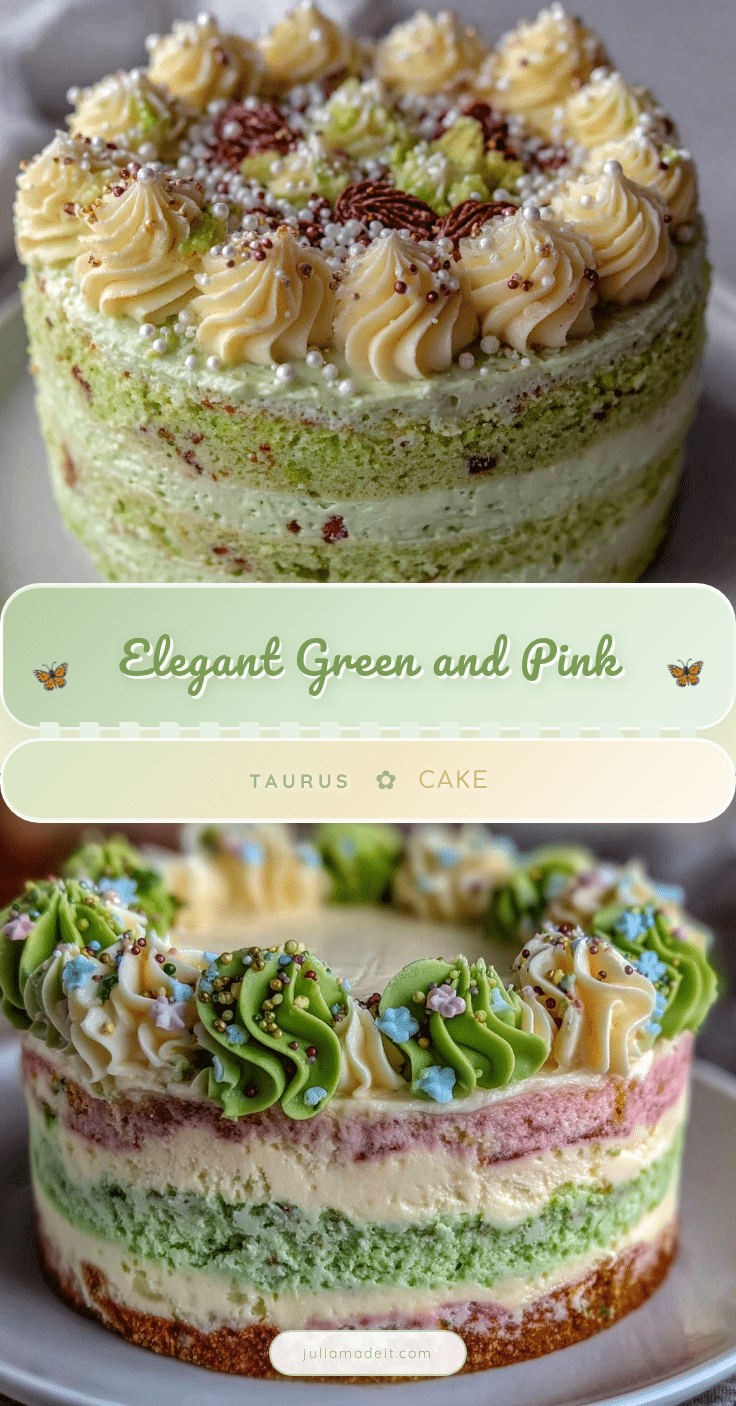 Elegant Green and Pink Taurus Aesthetic Cake recipe