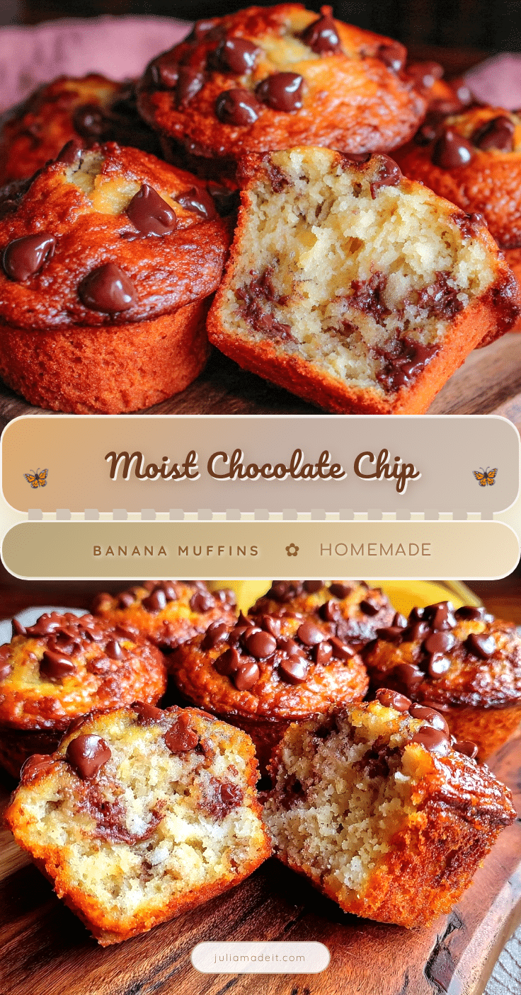 moist homemade chocolate chip banana muffins recipe