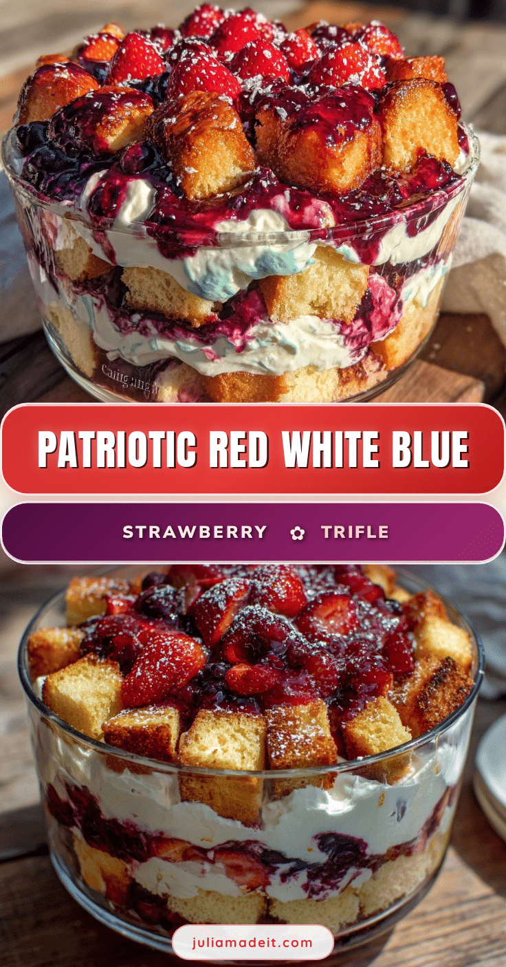 fresh red white and blue strawberry trifle recipe