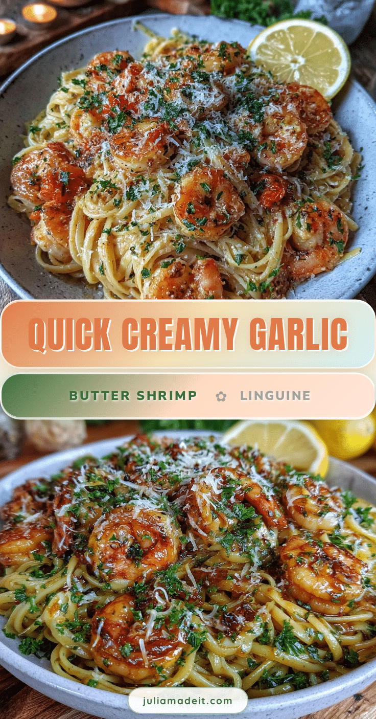 quick creamy garlic butter shrimp linguine recipe