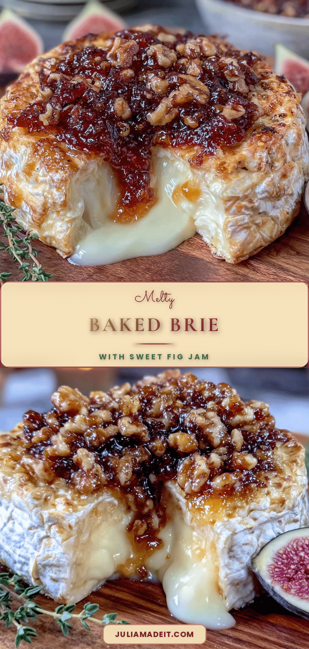 baked brie with fig jam and candied walnuts recipe