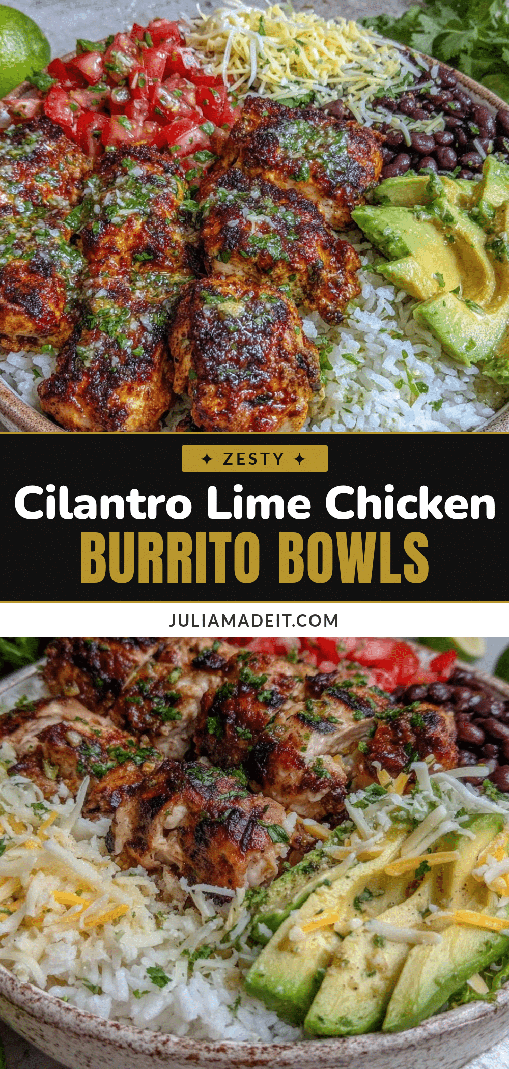 cilantro lime chicken burrito bowls recipe