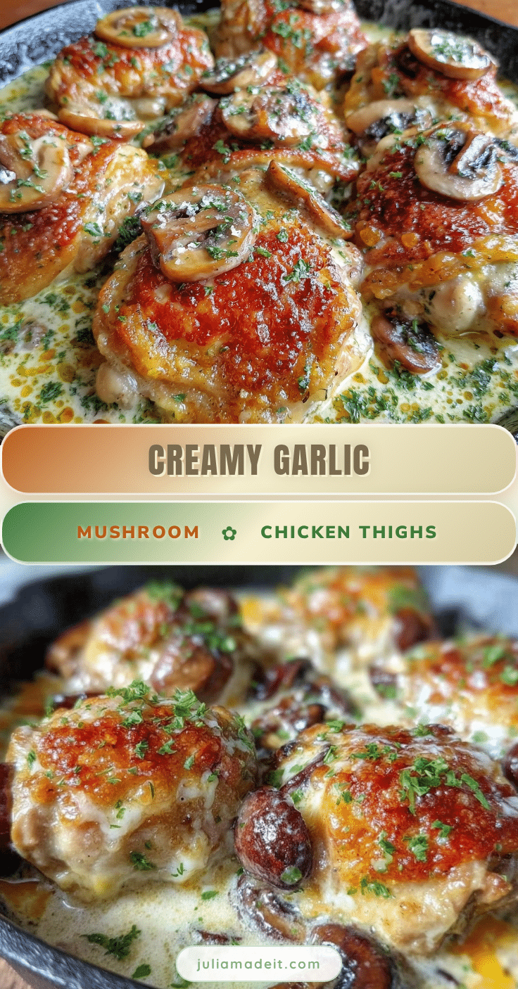 creamy garlic mushroom chicken thighs recipe