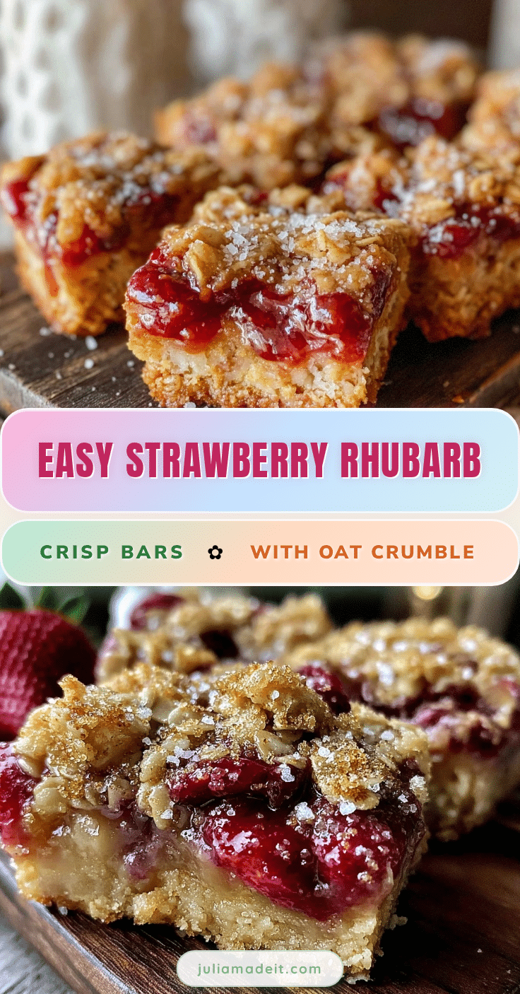 easy strawberry rhubarb crisp bars recipe