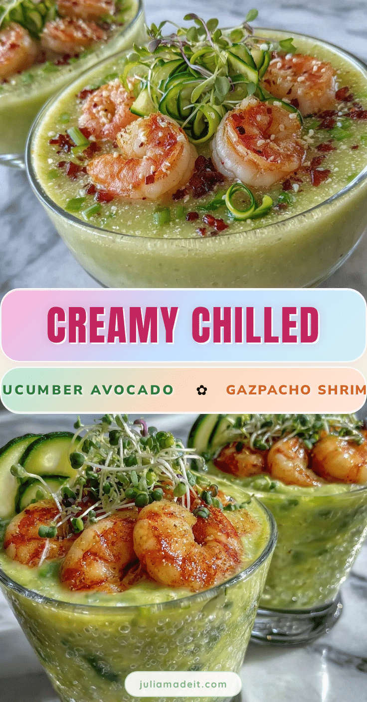 fresh chilled cucumber avocado gazpacho with shrimp recipe