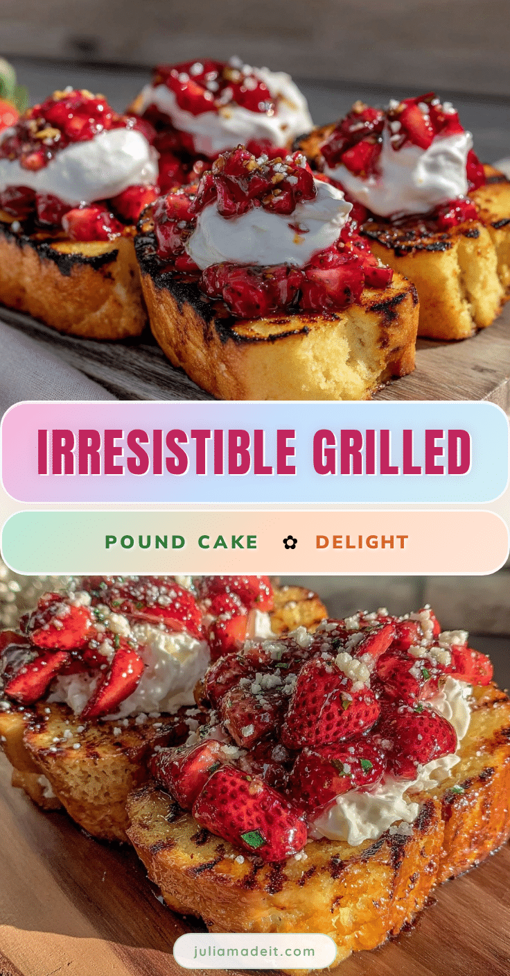 grilled pound cake with macerated strawberries and cream recipe