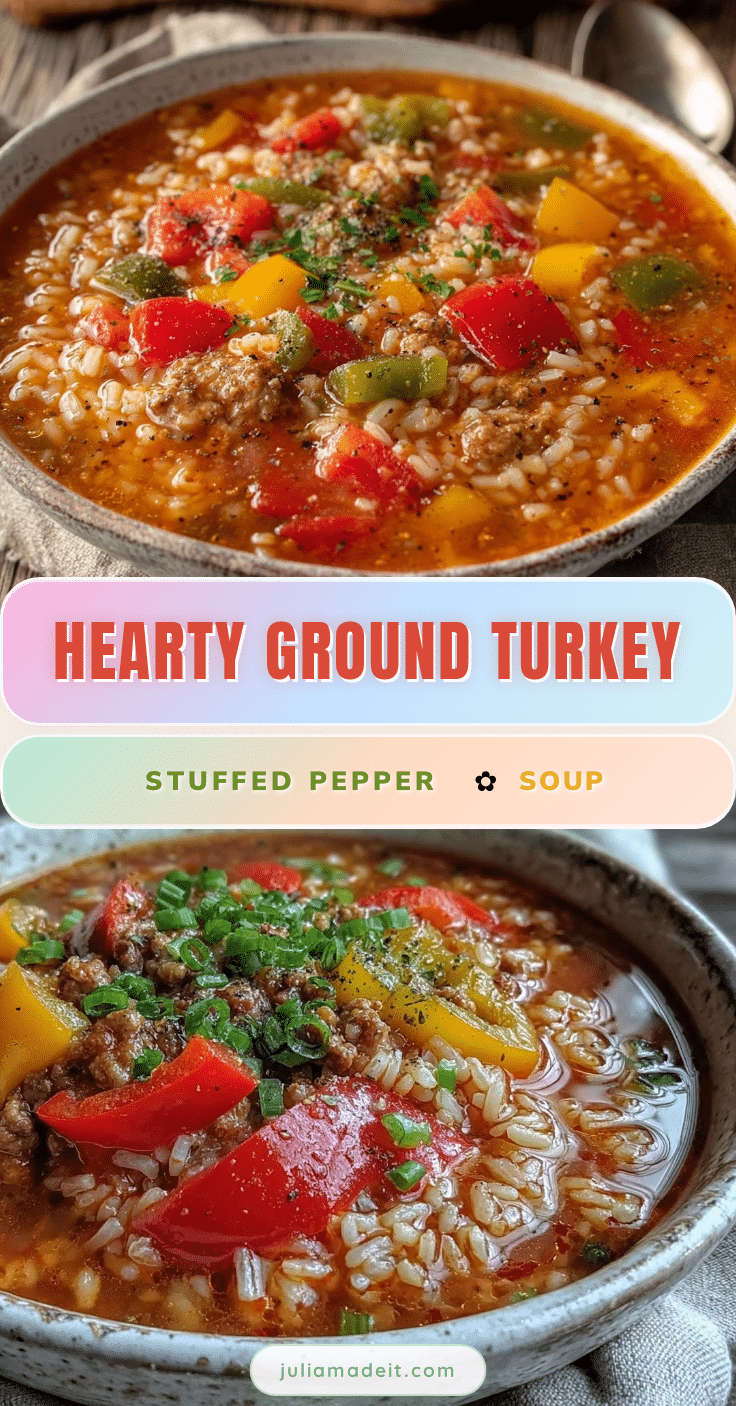 ground turkey stuffed pepper soup recipe