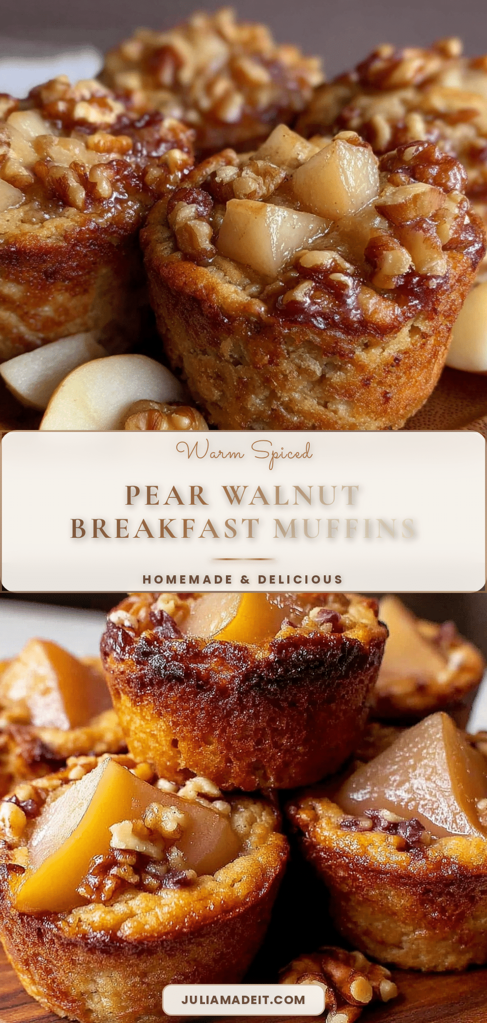 cozy spiced pear and walnut breakfast muffins recipe