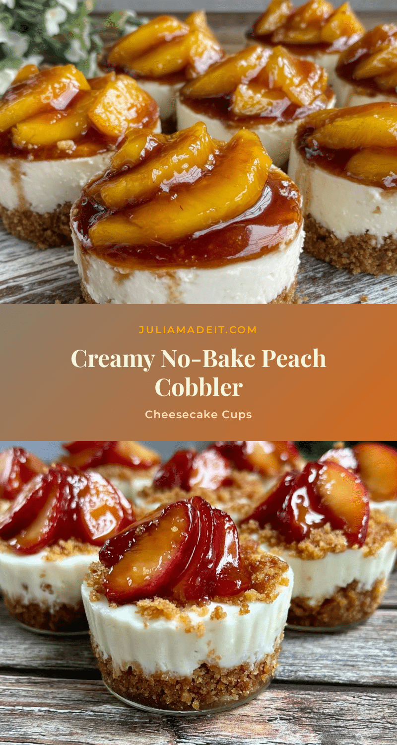 creamy no-bake peach cobbler cheesecake cups recipe