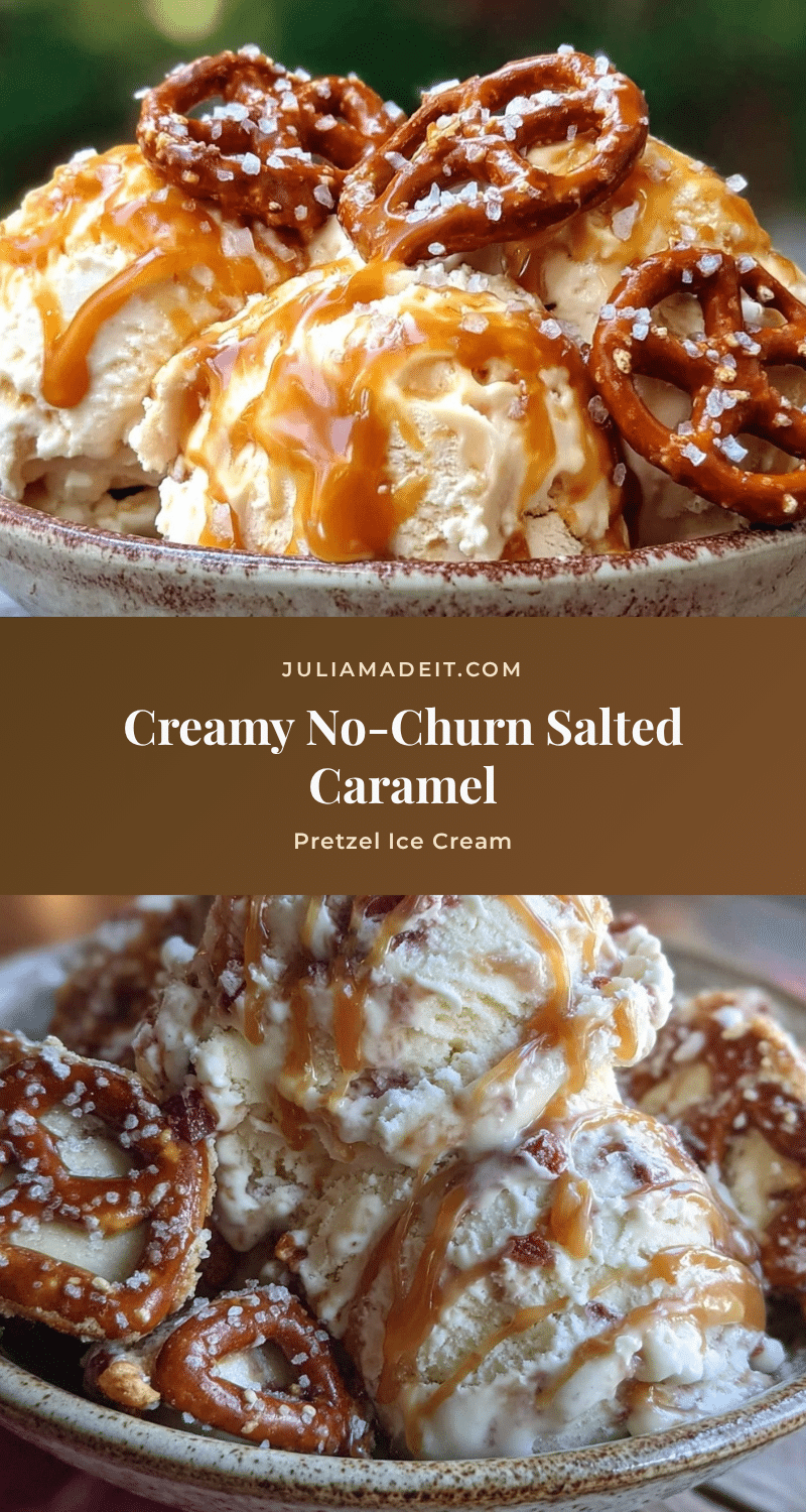 creamy no-churn salted caramel pretzel ice cream recipe
