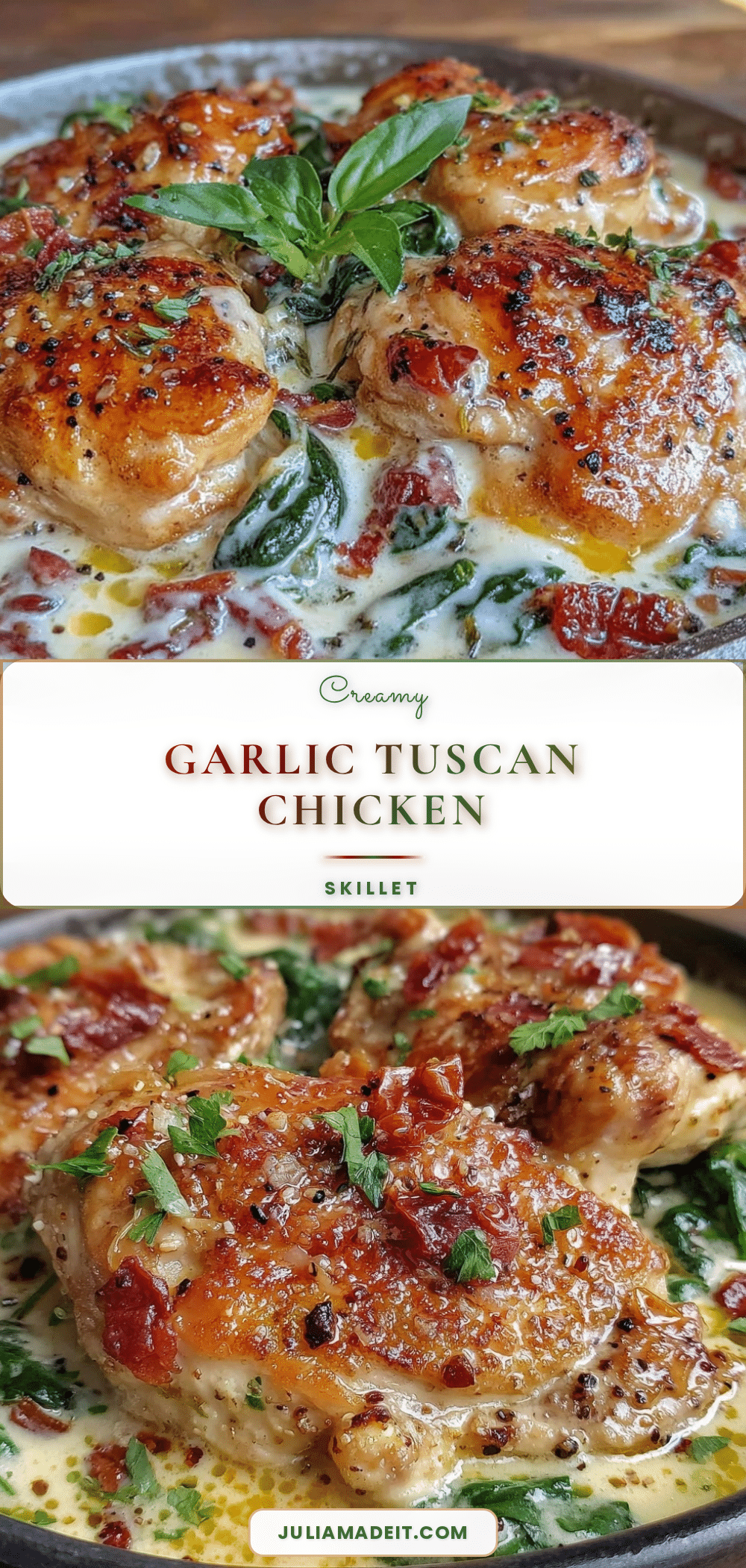 Creamy Tuscan Garlic Chicken Skillet recipe