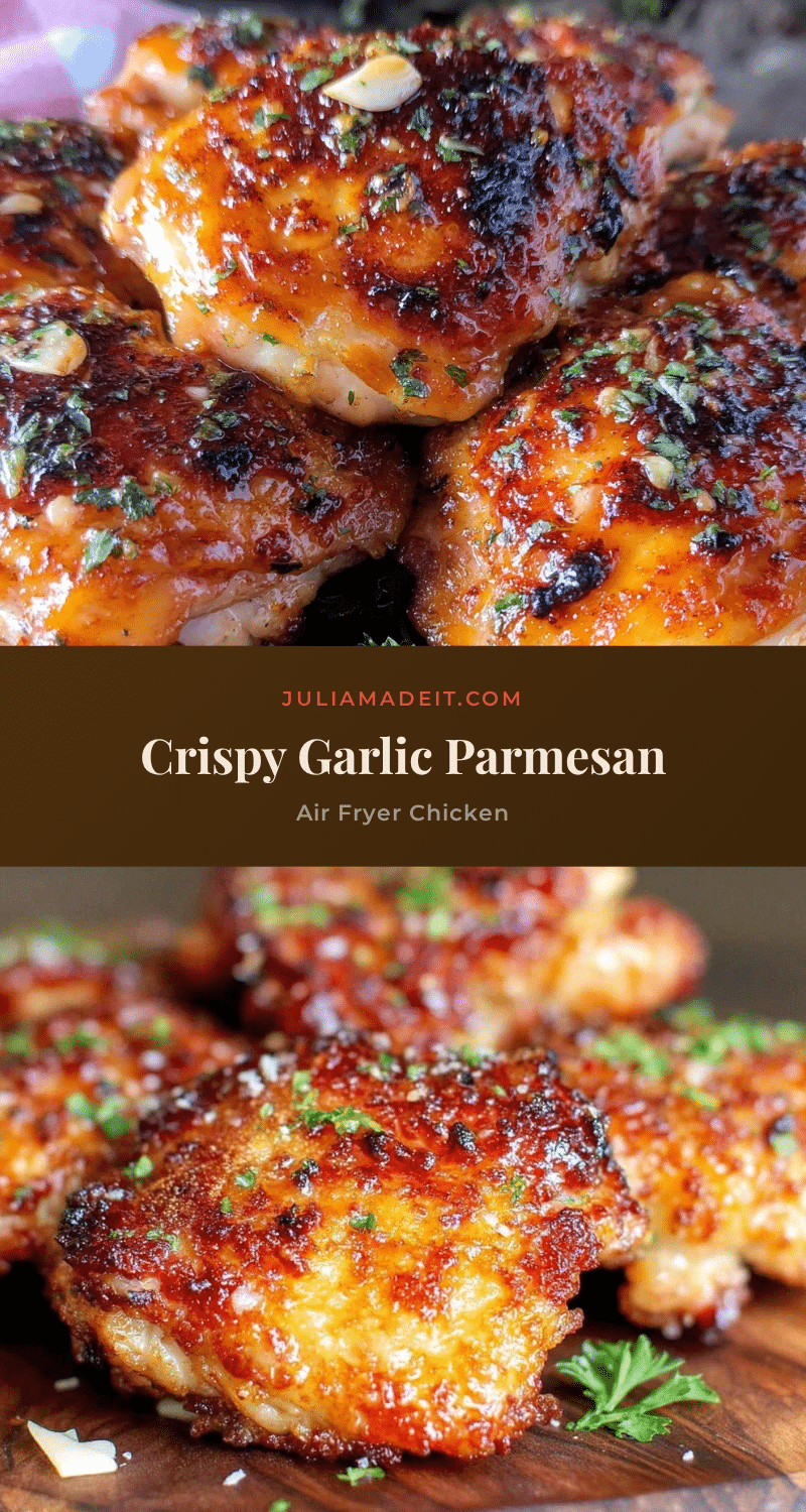 crispy garlic parmesan chicken thighs air fryer recipe