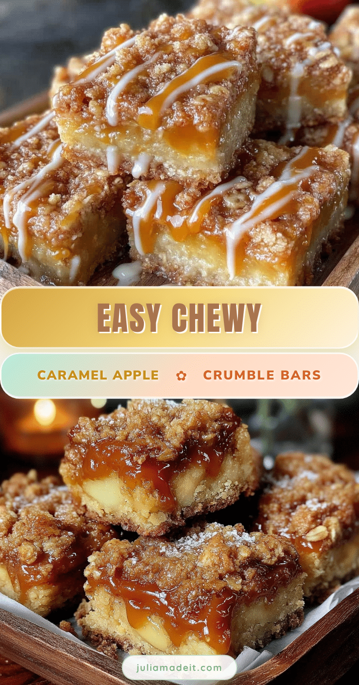 easy chewy caramel apple crumble bars recipe