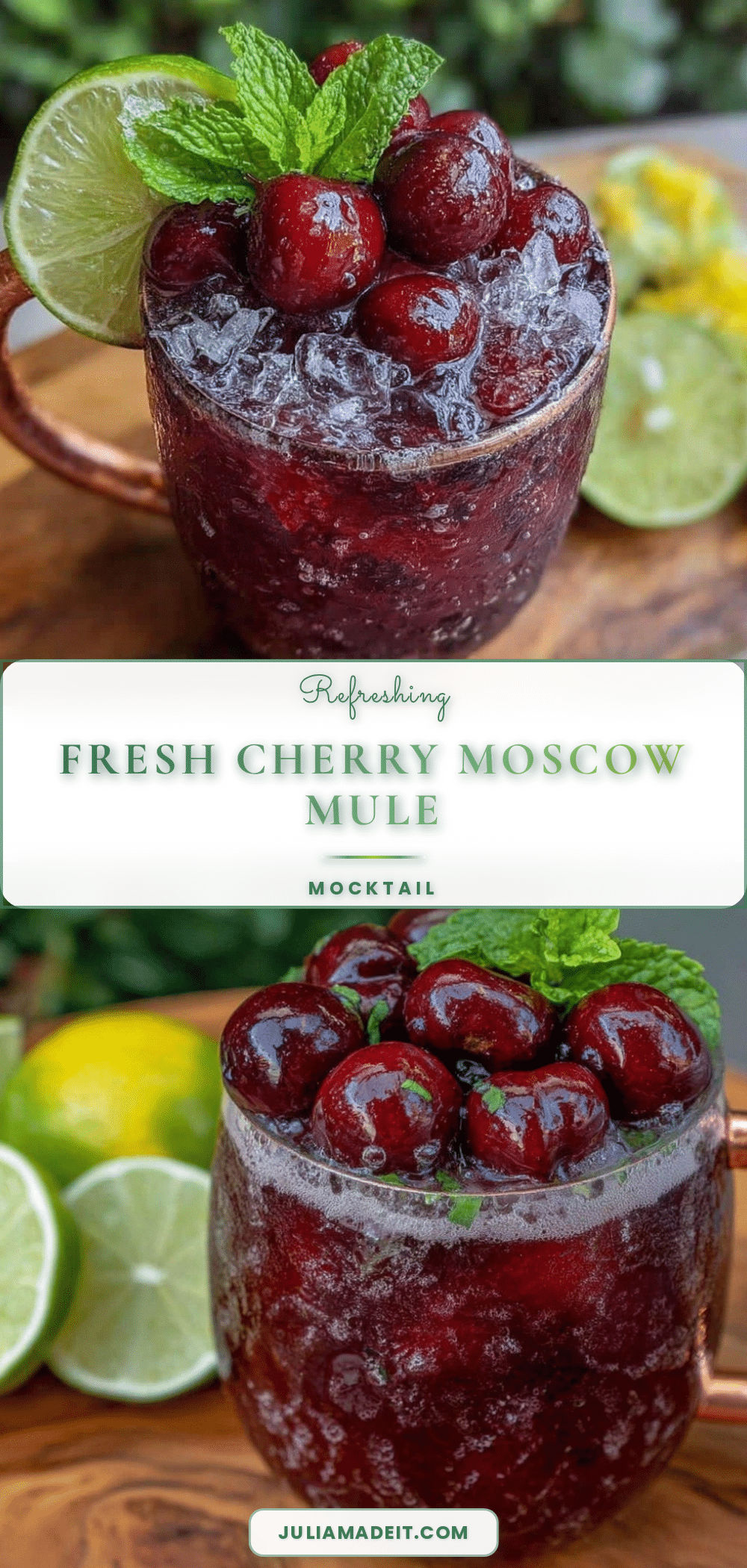 Fresh Cherry Moscow Mule Mocktail recipe