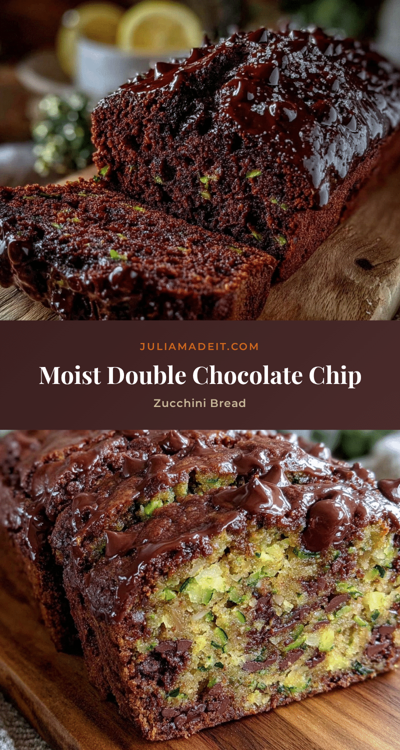 moist double chocolate chip zucchini bread loaf recipe