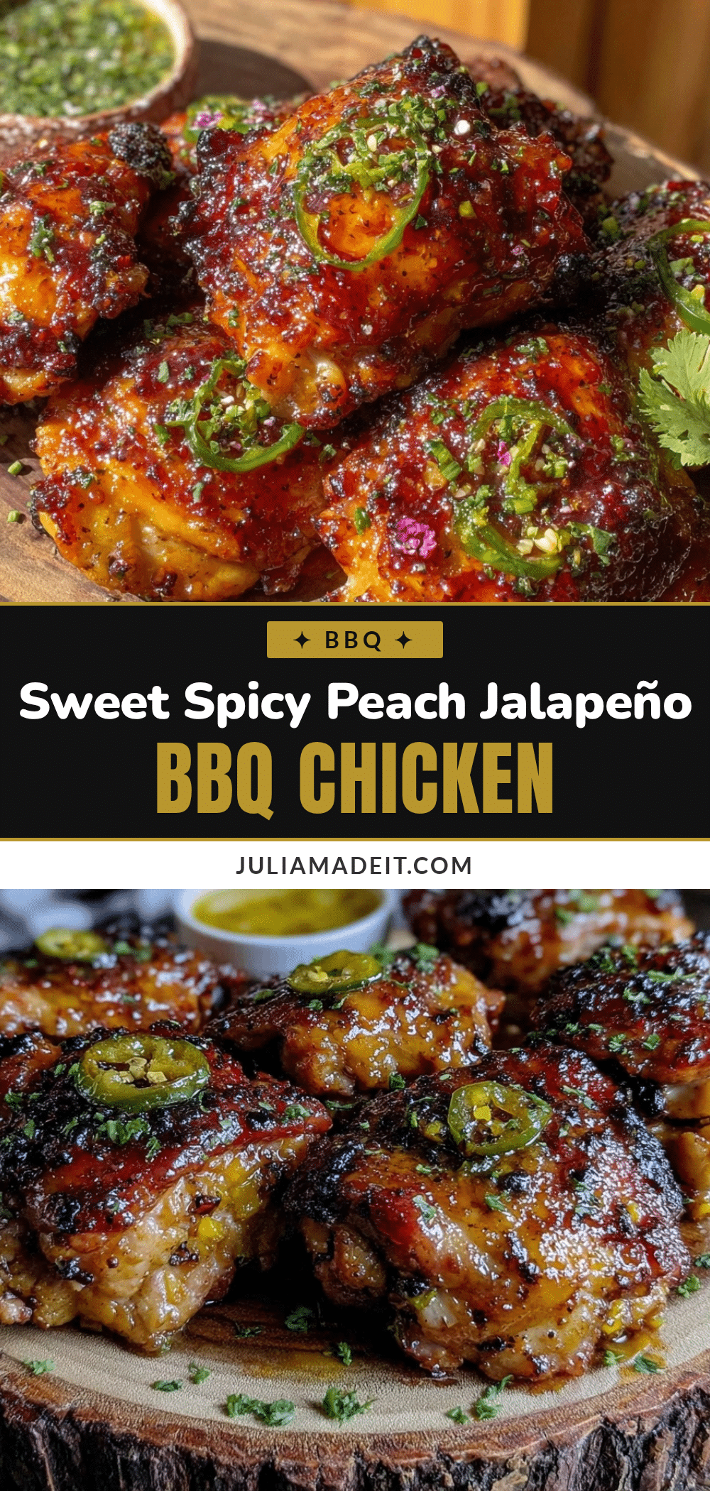 peach jalapeño BBQ glazed chicken thighs recipe