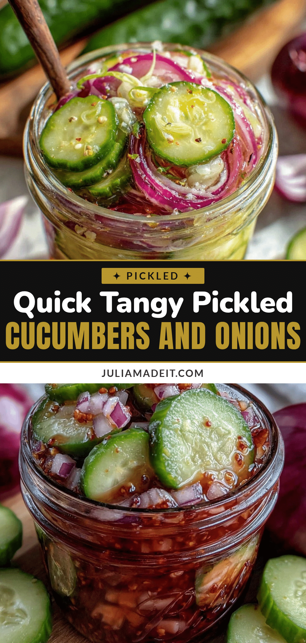 quick tangy pickled cucumbers and red onions recipe