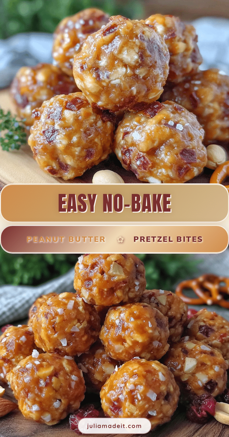no bake peanut butter pretzel energy bites recipe