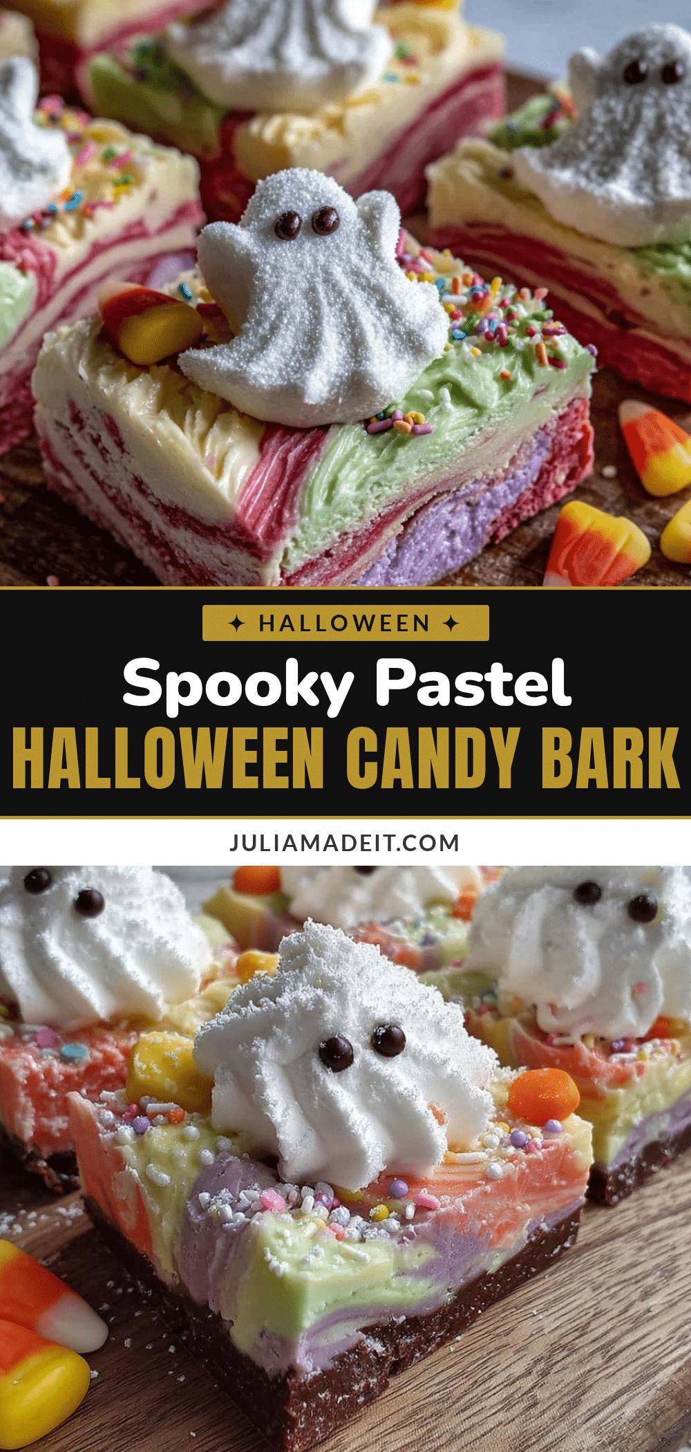 Pastel Halloween Candy Bark recipe