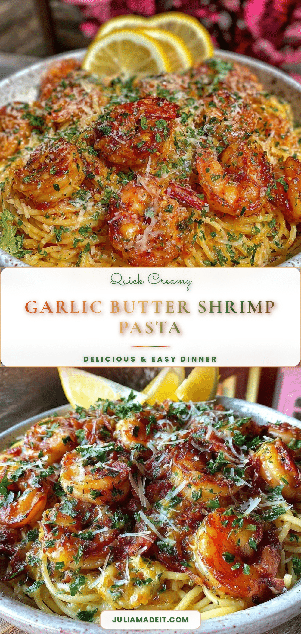 quick creamy garlic butter shrimp pasta recipe