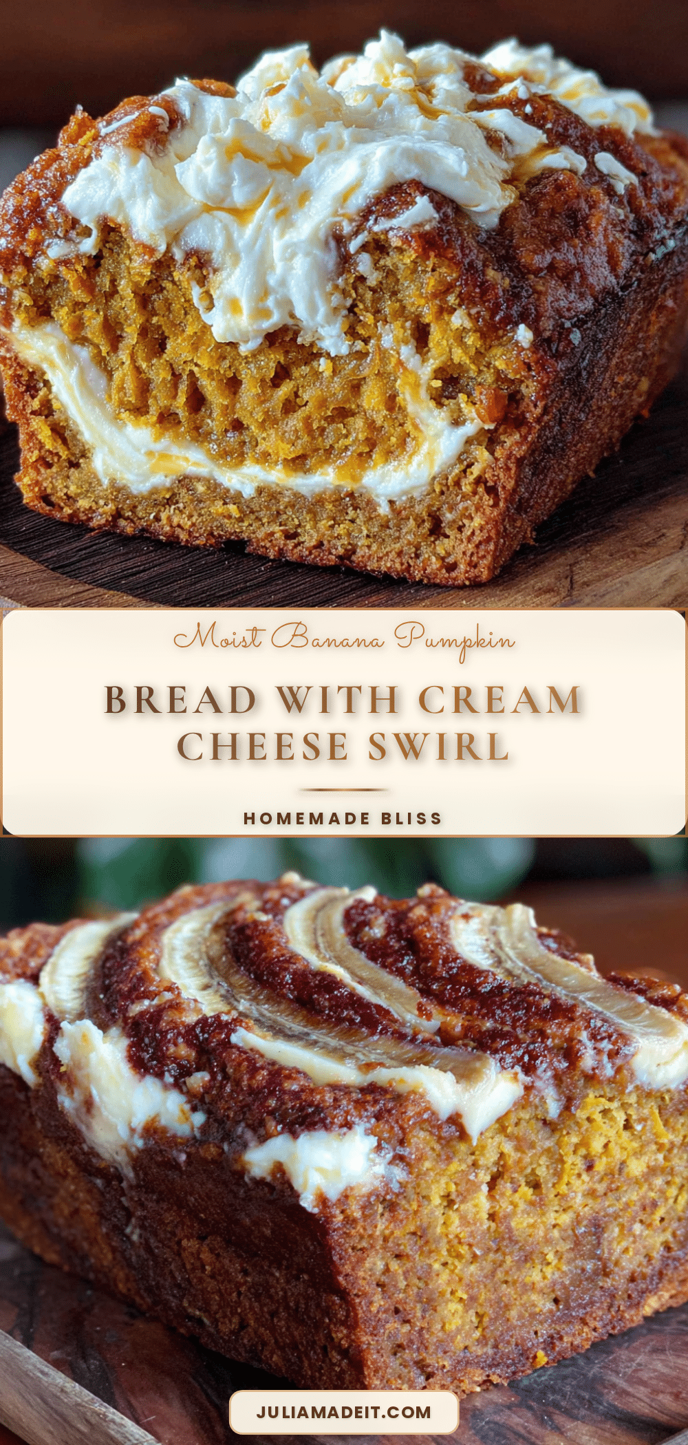 banana pumpkin bread with cream cheese swirl recipe