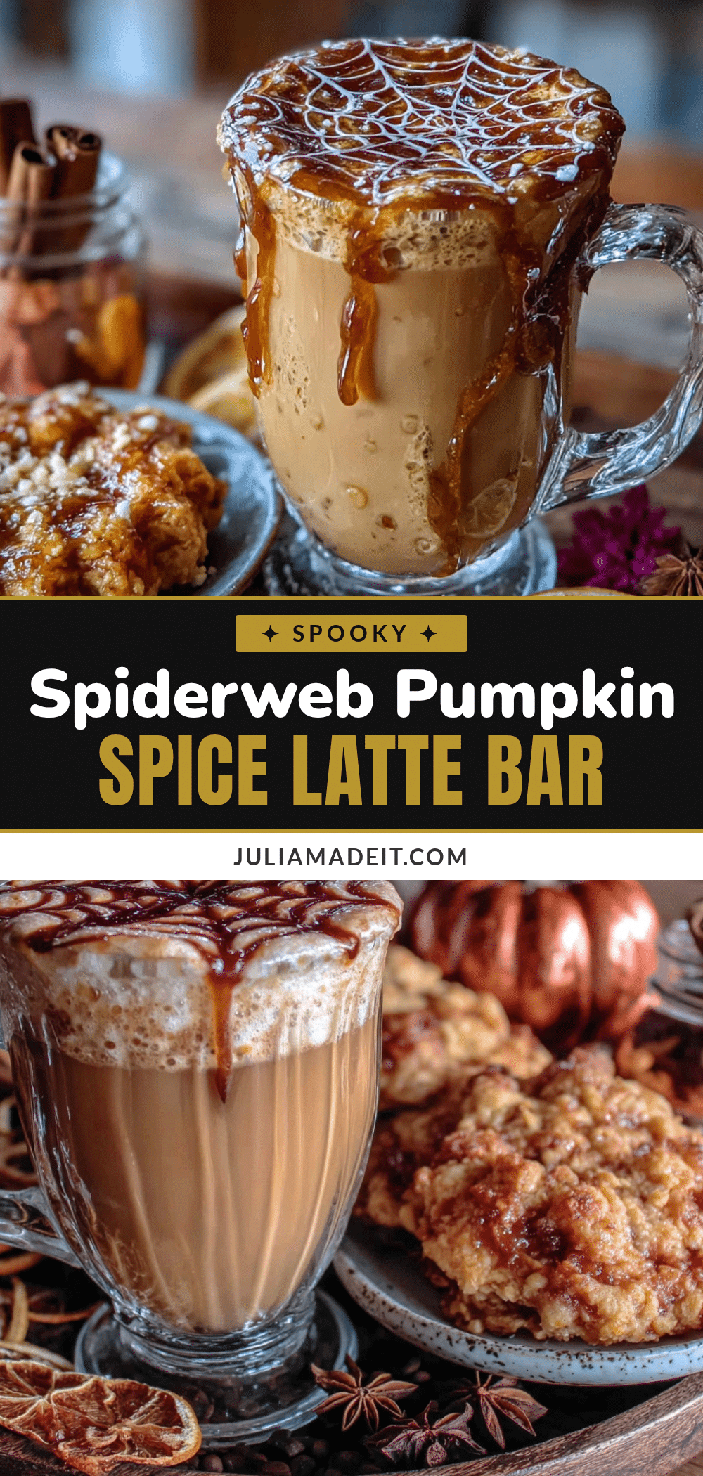 Cozy Spiderweb Pumpkin Spice Latte Coffee Bar recipe