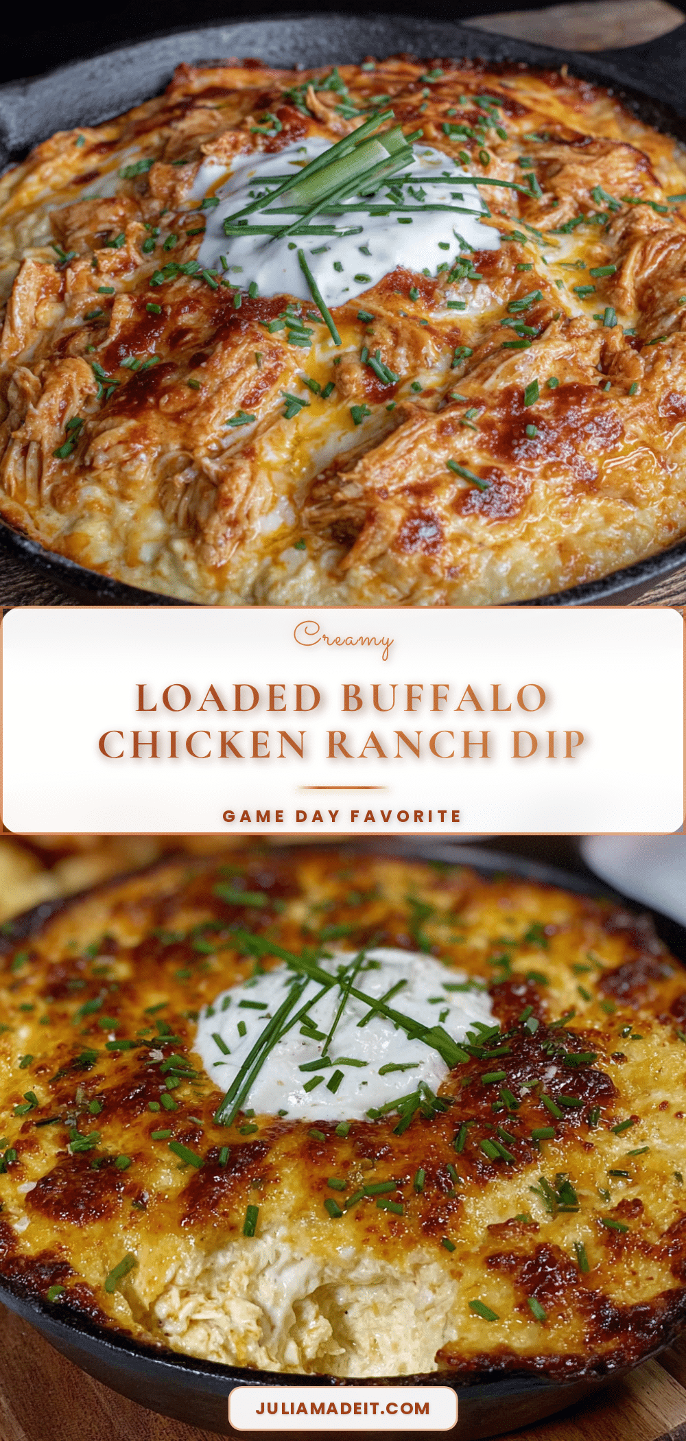 creamy loaded buffalo chicken ranch dip recipe