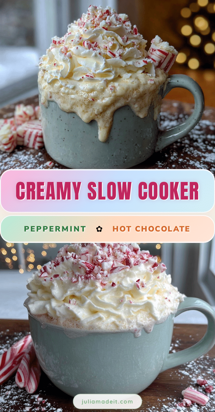 creamy slow cooker white hot chocolate with peppermint recipe