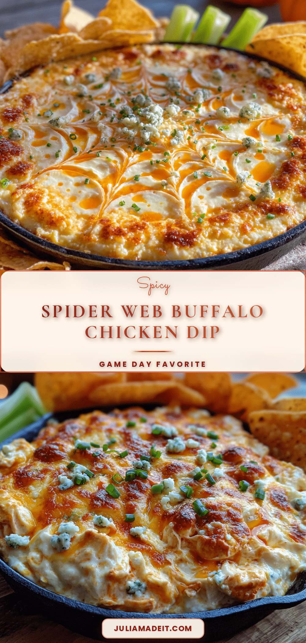 creamy spider web buffalo chicken dip recipe