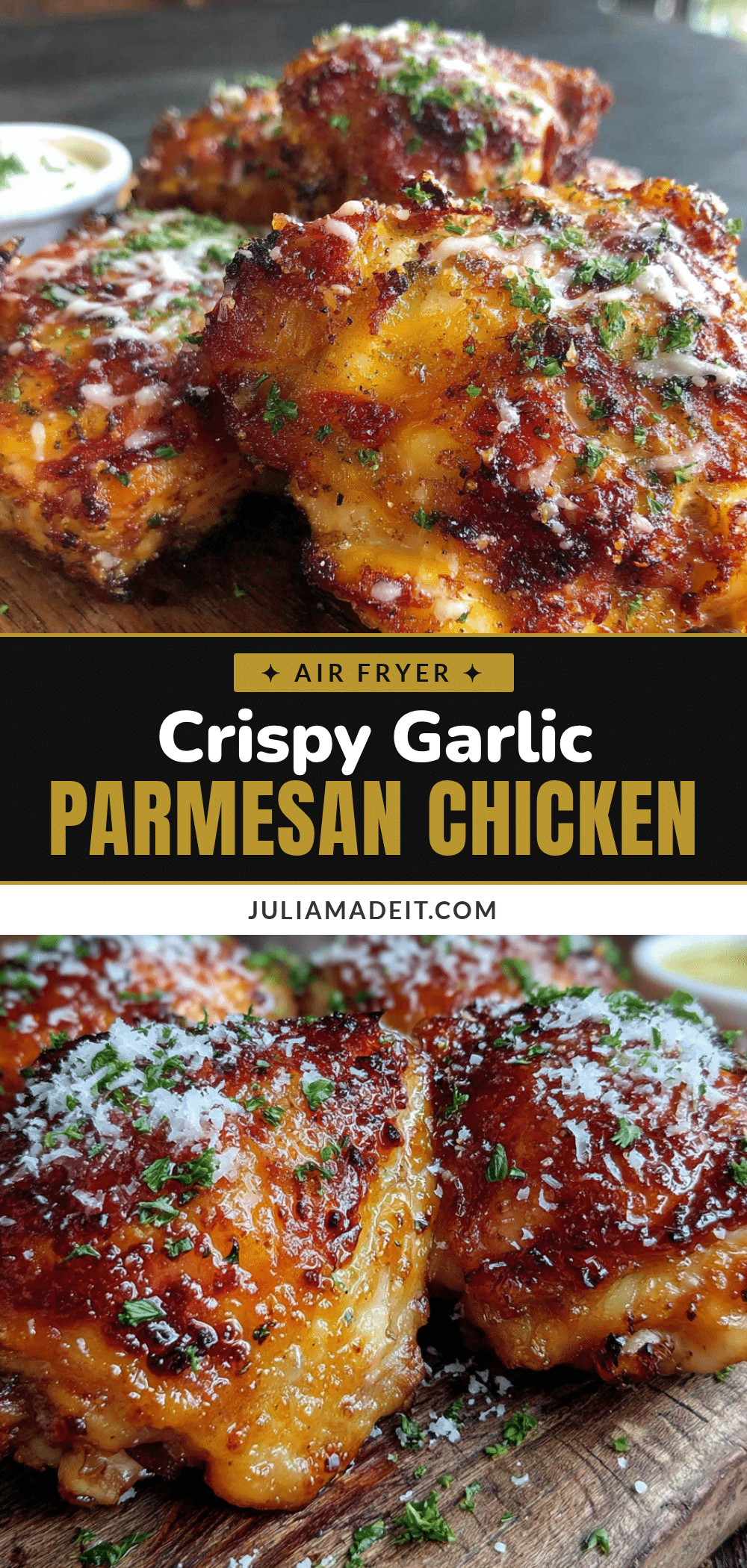 crispy air fryer garlic parmesan chicken thighs recipe