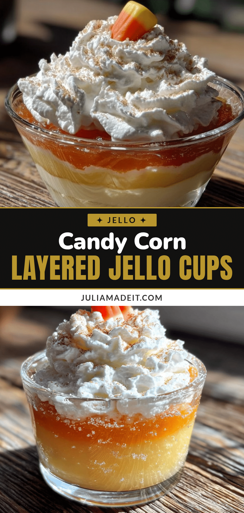 easy candy corn layered jello cups recipe