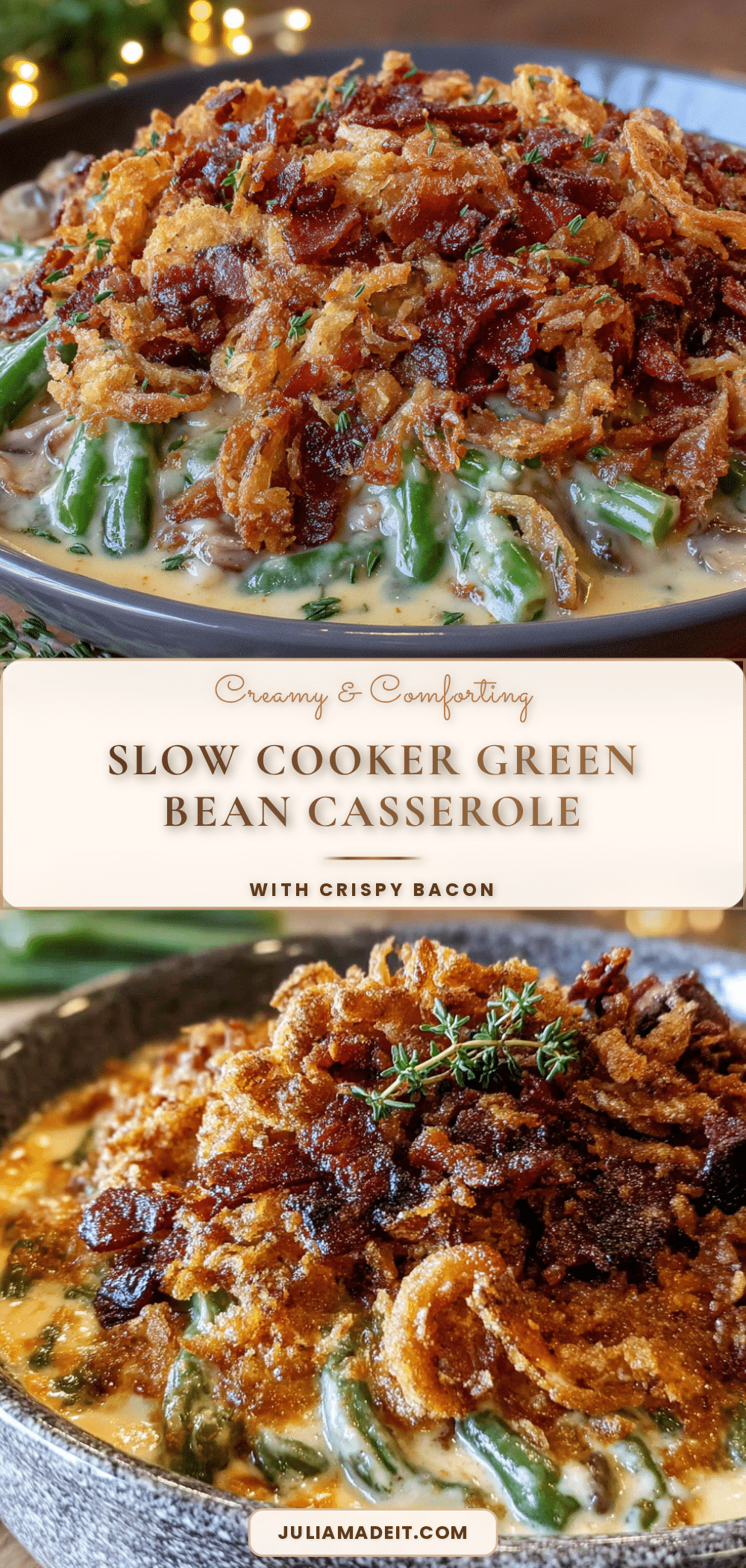easy slow cooker green bean casserole with bacon recipe