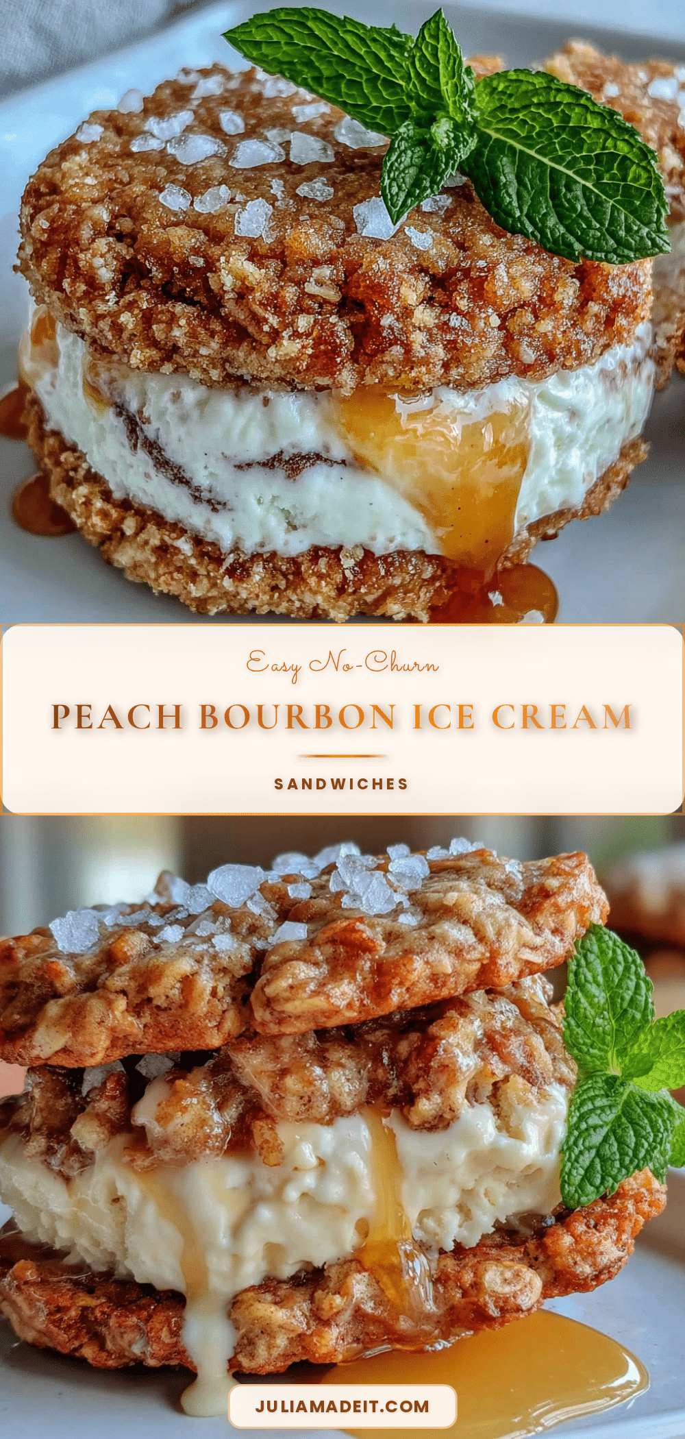 no-churn peach bourbon ice cream sandwiches recipe