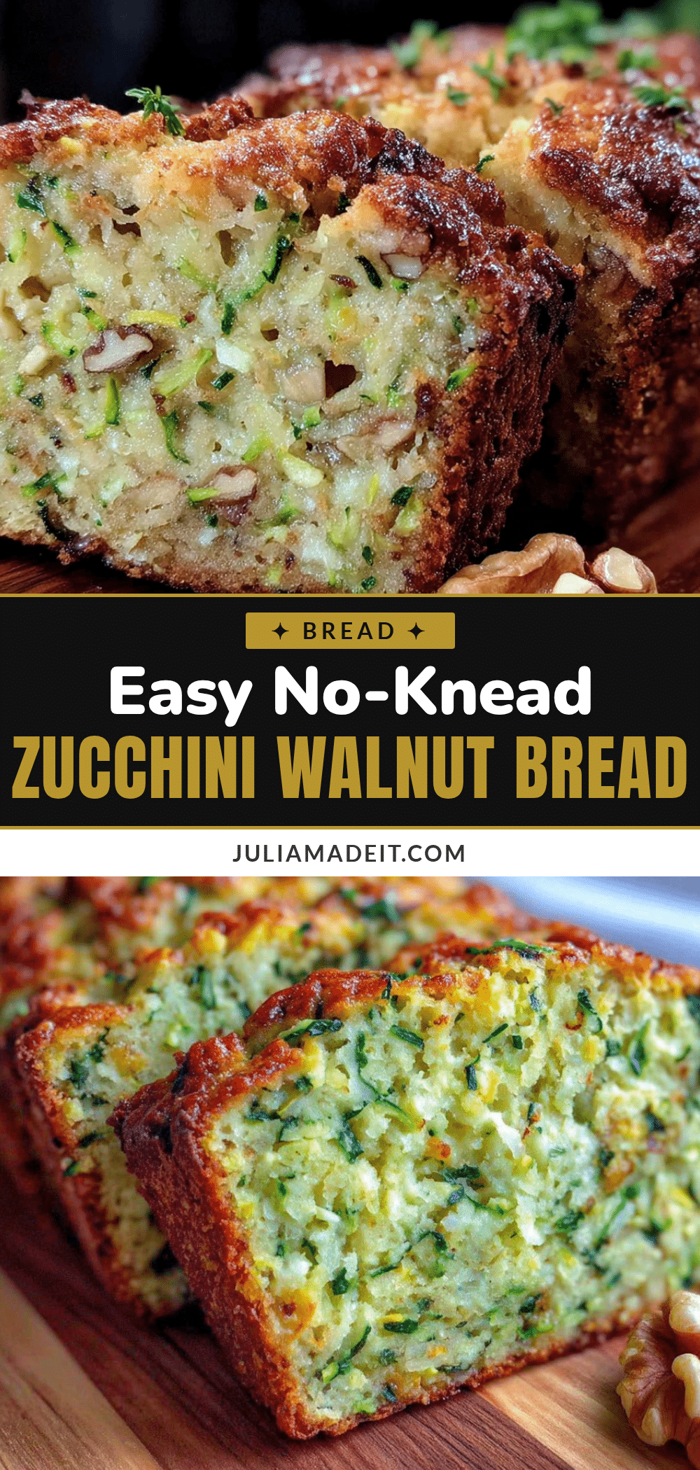 no-knead zucchini bread with walnuts recipe