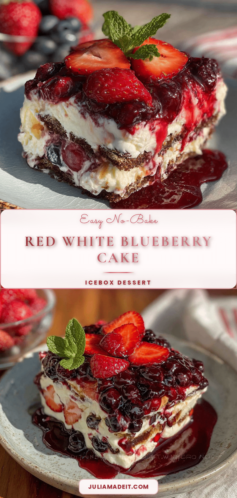 red white and blueberry icebox cake recipe