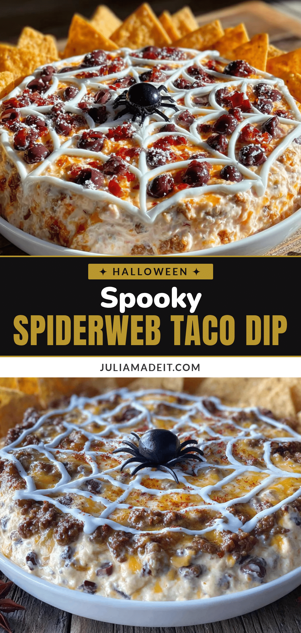 spooky spiderweb taco dip for halloween recipe