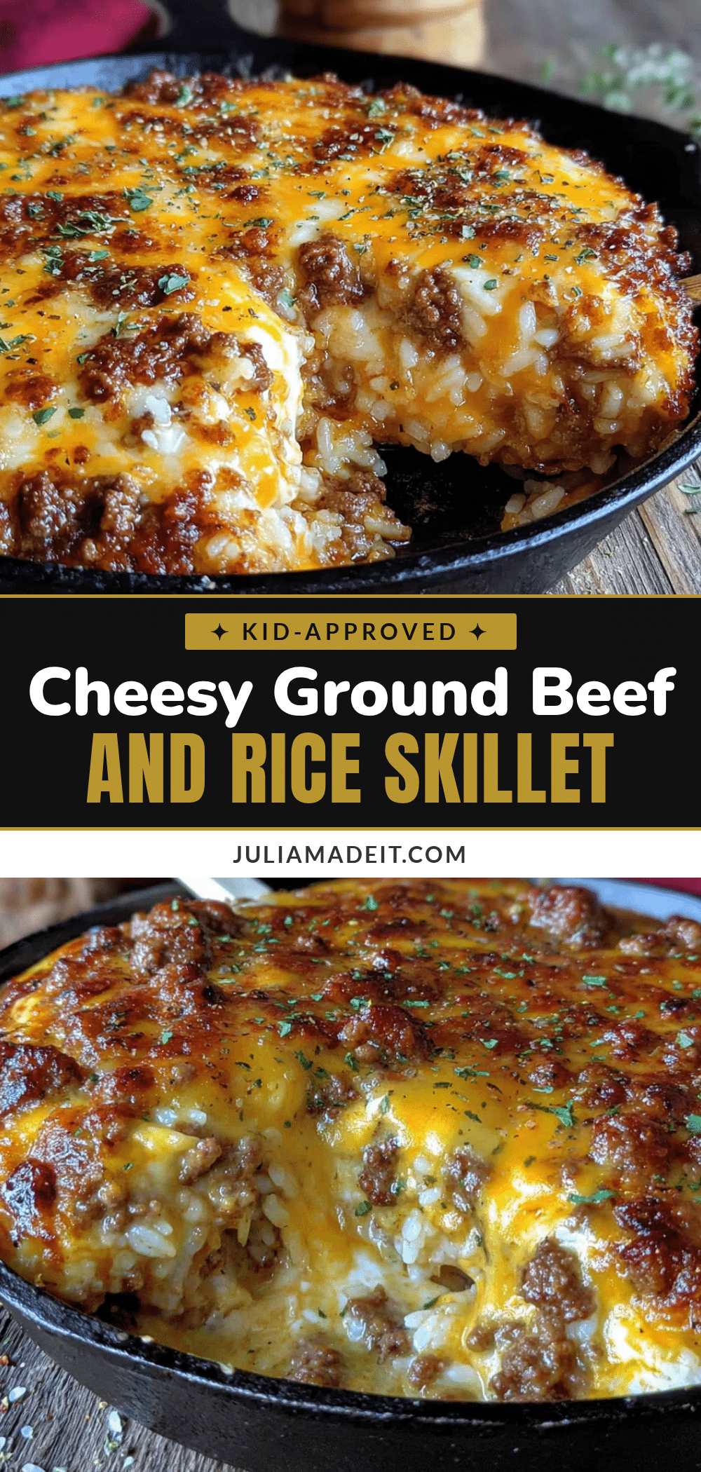 cheesy ground beef and rice skillet recipe