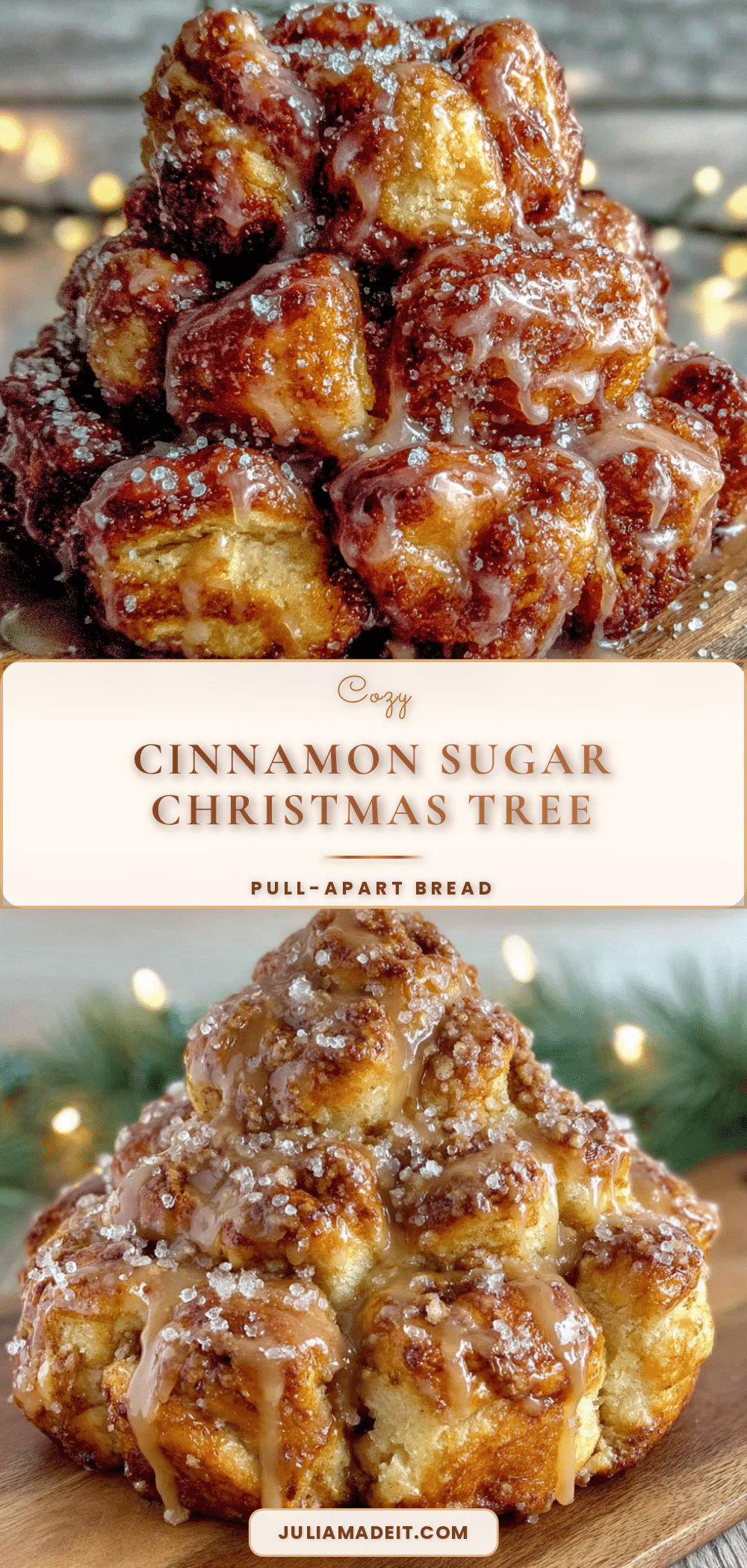 cinnamon sugar christmas tree pull-apart bread recipe