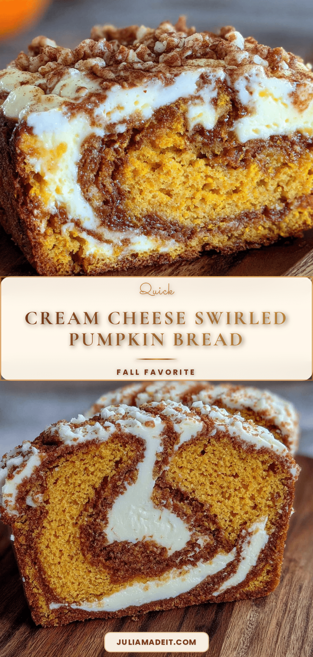 cream cheese swirled pumpkin bread recipe