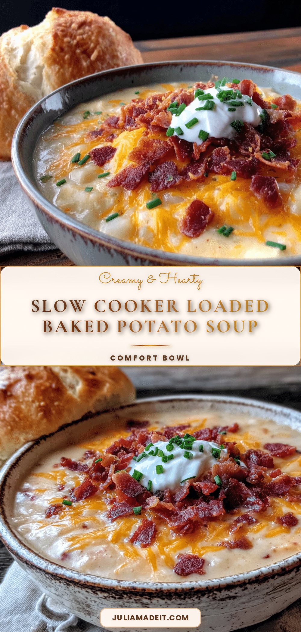creamy slow cooker loaded baked potato soup recipe