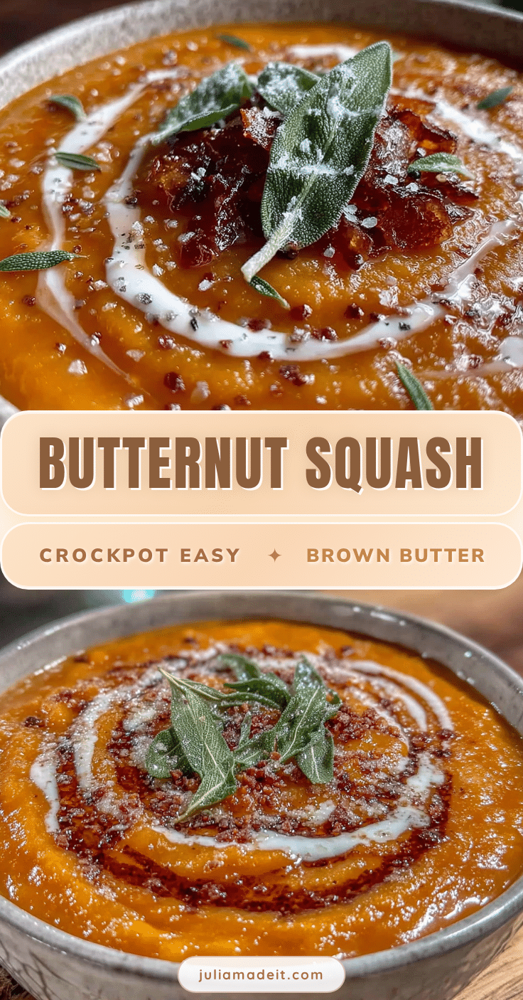 crockpot butternut squash soup with brown butter recipe