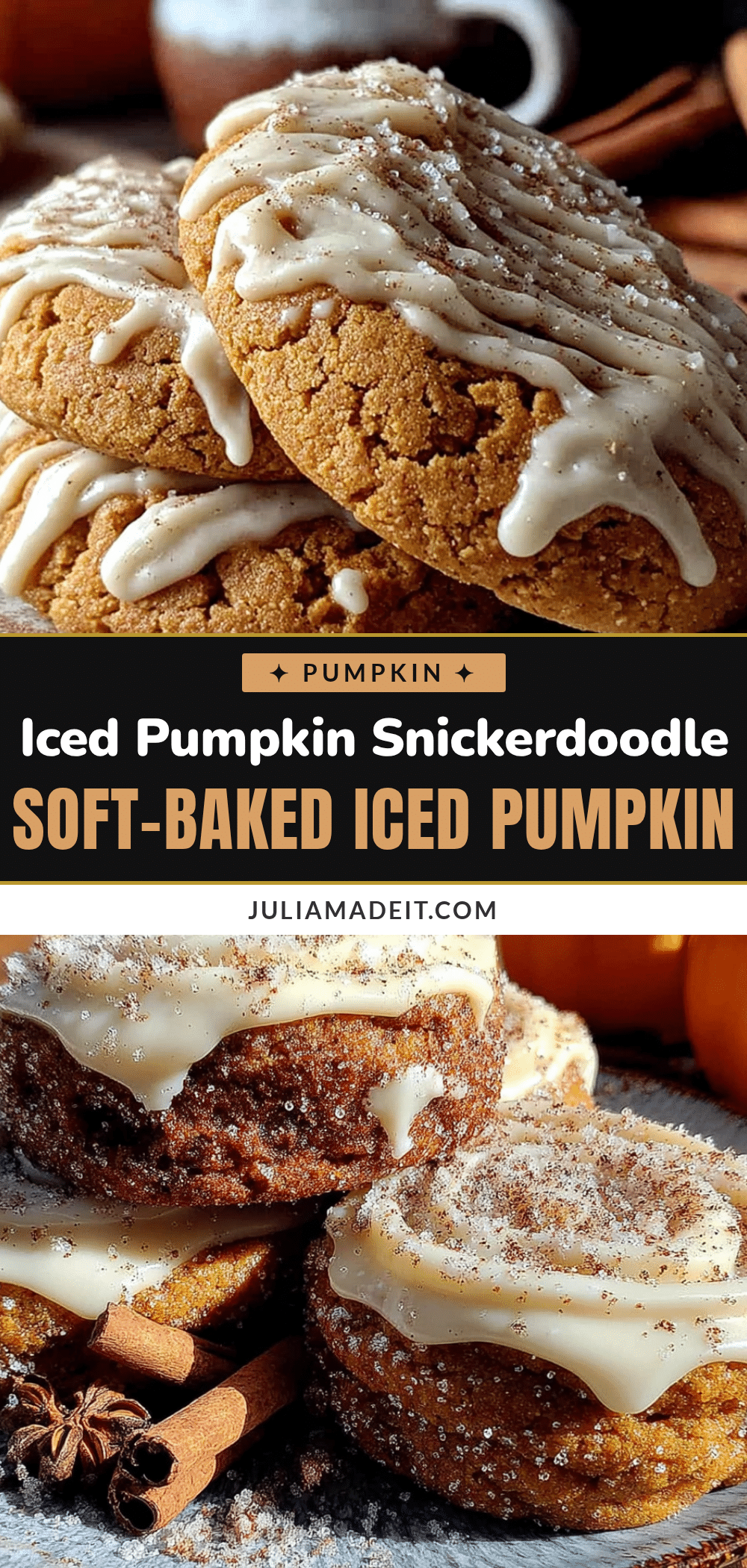 iced pumpkin snickerdoodle cookies recipe