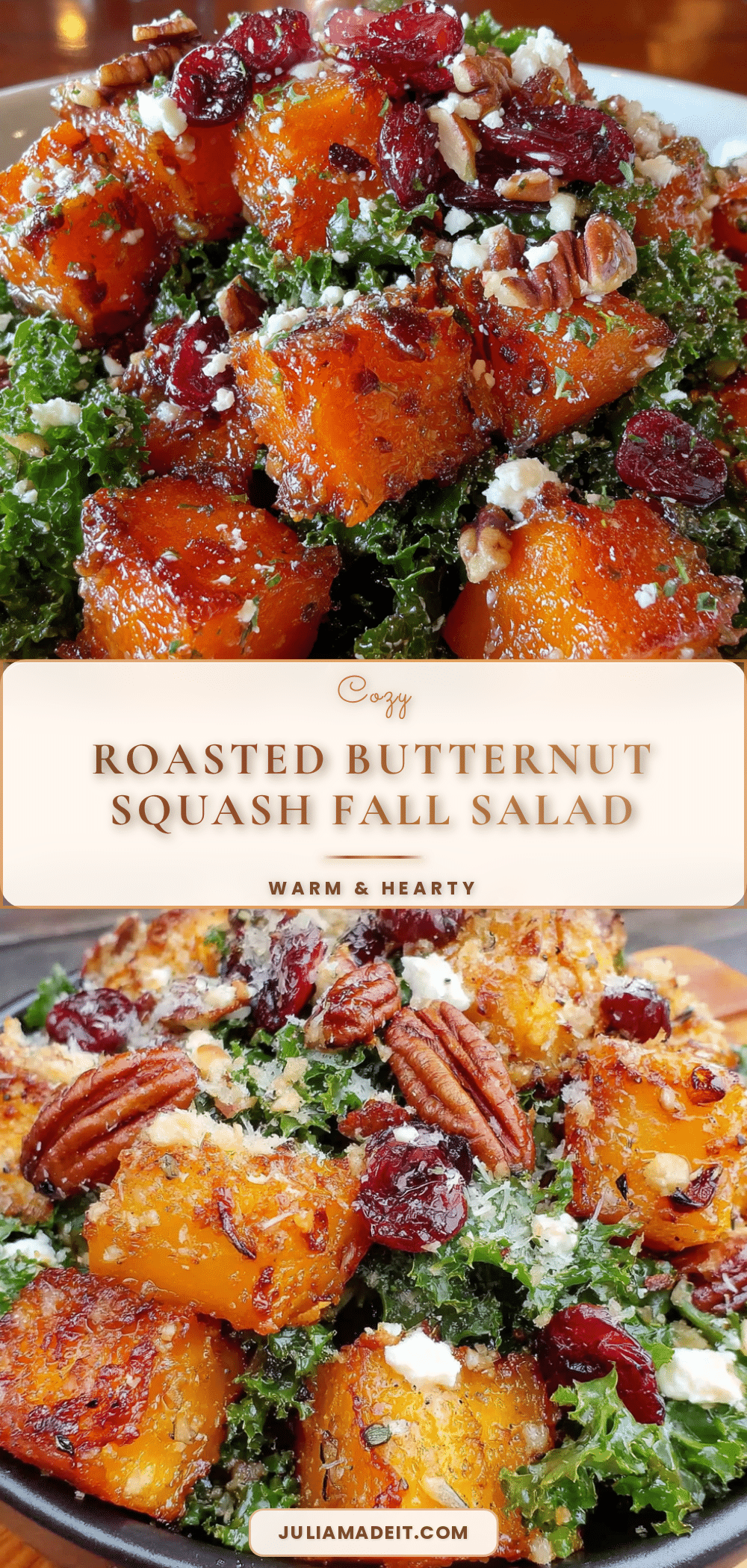 roasted butternut squash and kale fall salad recipe