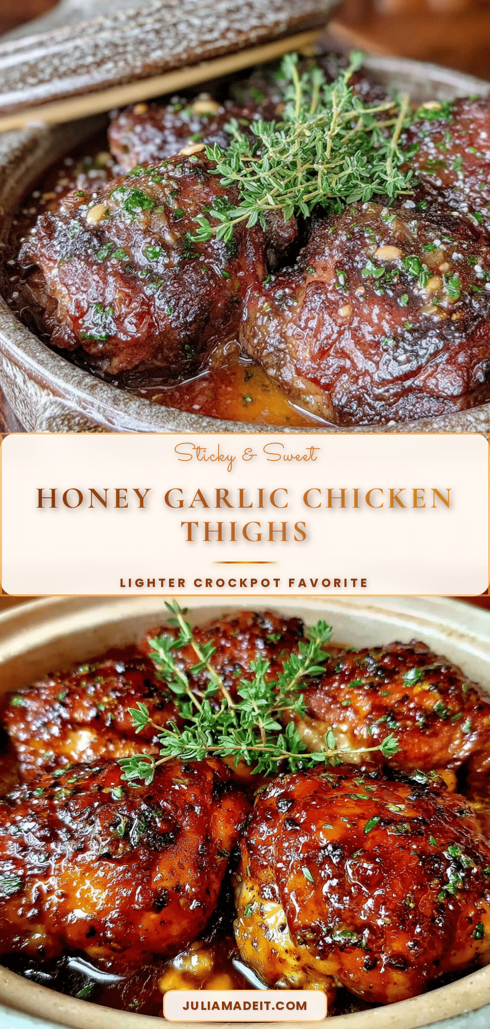 sticky honey garlic chicken thighs recipe
